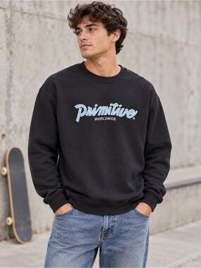 Primitive Worldwide Black Crewneck Sweatshirt